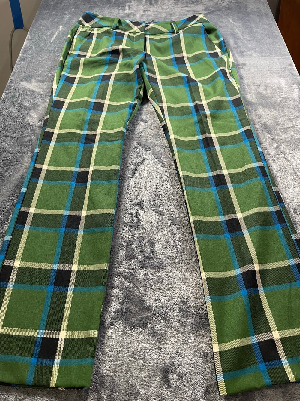 Green Plaid Straight Leg Dress Pants Trousers 90s Cosplay Dark Academia Sz 8 Avg